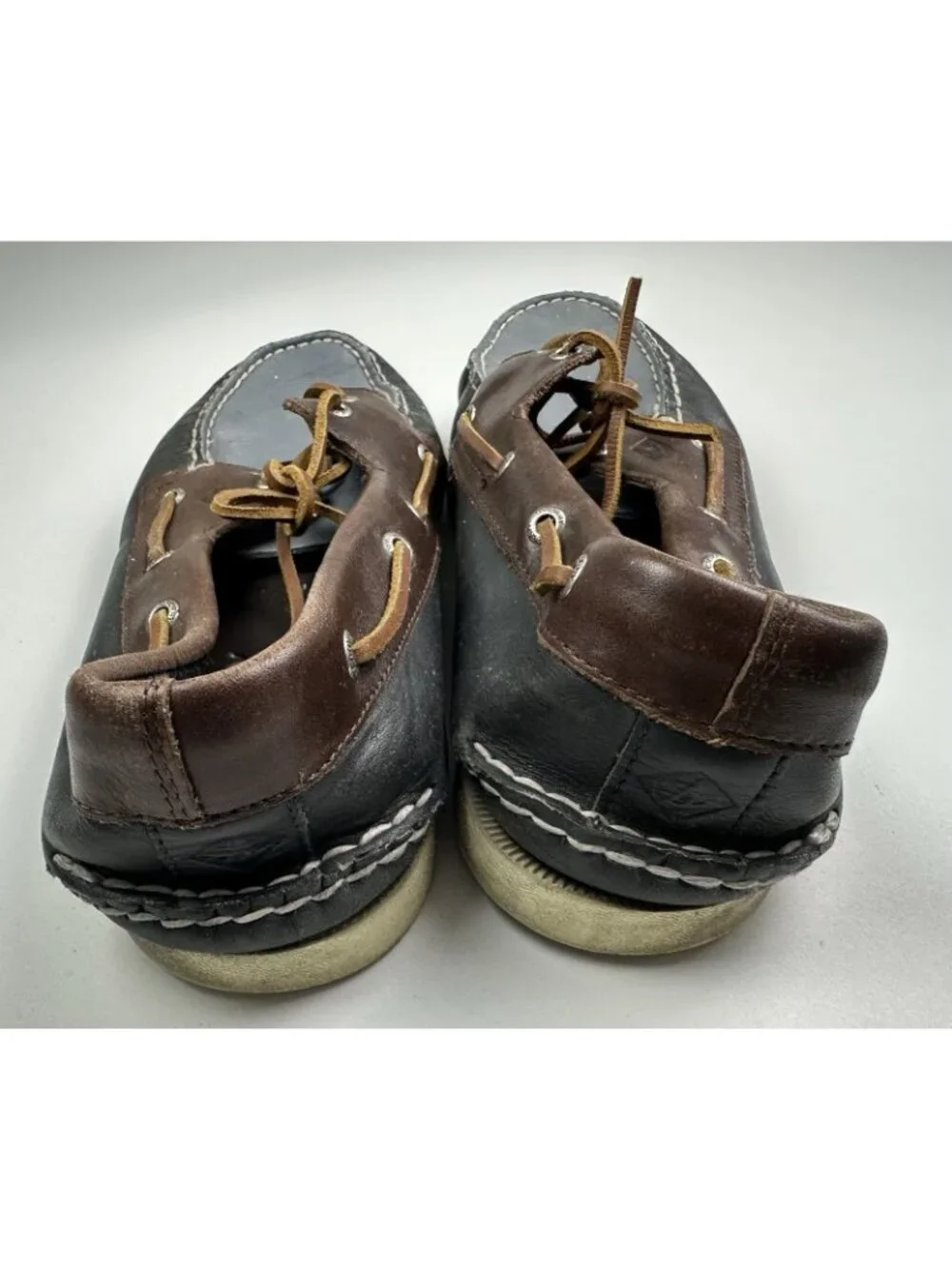 Sperry Top-Sider 2-Eye Leather Boat Shoes Men's 11.5 M Brown Blue Moccasin